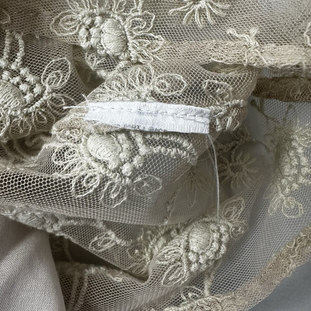All Saints Top Womens 2 Beige Henrietta Lace Ruffle Blouse Embroidered Floral - Picture 12 of 13